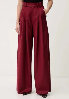 Marella pantaloni de lana culoarea bordo, lat, high waist, 2523136182200 imagine