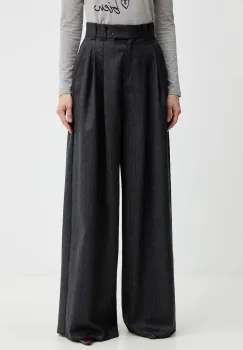 Marella pantaloni de lana culoarea gri, lat, high waist, 2523136182200 imagine
