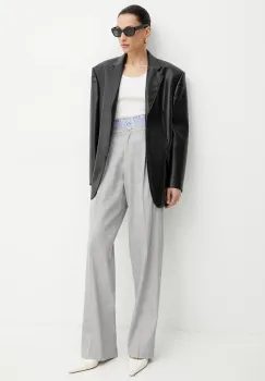 Marella pantaloni din in AUTOCAR femei, culoarea gri, fason tigareta, high waist, 2513131024200 imagine