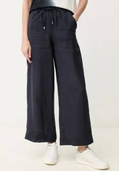 Marella pantaloni din in MATTINO femei, culoarea albastru marin, lat, high waist, 2513131084200 imagine