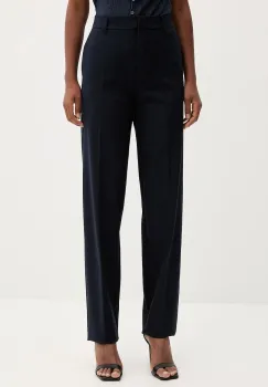 Marella pantaloni din lana culoarea bleumarin, fason tigareta, high waist, 2523136054200 imagine