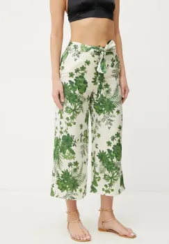 Marella pantaloni Emme by Marella femei, culoarea bej, lat, high waist, 2515131162200 imagine
