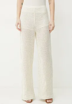 Marella pantaloni ETRA2 femei, culoarea bej, drept, high waist, 2513781054200 imagine