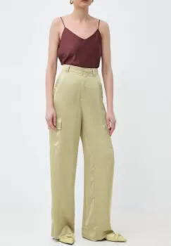 Marella pantaloni femei, culoarea verde, lat, high waist, 2413131131200 2413130000000 imagine