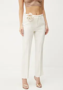 Marella pantaloni LELLO femei, culoarea bej, drept, high waist, 2513131152200 imagine
