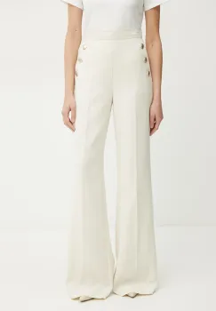 Marella pantaloni MISSION femei, culoarea bej, lat, high waist, 2513131051200 imagine