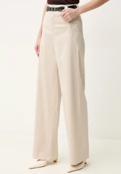 Marella pantaloni SORAIA femei, culoarea bej, lat, high waist, 2513131181200 imagine