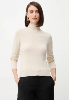 Marella pulover de lana culoarea bej, cu turtleneck, 2523366254200 imagine