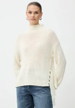 Marella pulover din amestec de lana Emme by Marella culoarea bej, calduros, cu turtleneck, 2525366082200 imagine