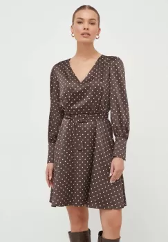 Marella rochie culoarea maro, mini, evazati imagine