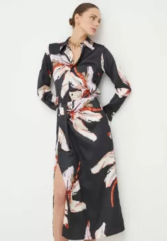 Marella rochie culoarea negru, midi, drept imagine