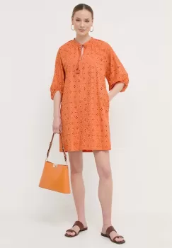 Marella rochie din bumbac culoarea portocaliu, mini, drept imagine