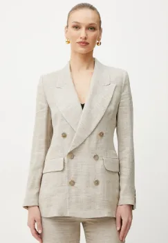 Marella sacou de in ALFA culoarea bej, cu doua randuri de nasturi, melanj, 2513041042200 imagine