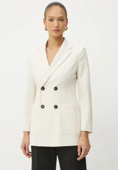 Marella sacou din lana culoarea bej, cu doua randuri de nasturi, uni, 2423046052200 imagine