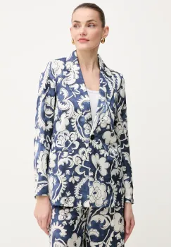 Marella sacou Emme by Marella culoarea albastru marin, un singur rand de nasturi, cu imprimeu, 2515041181200 imagine