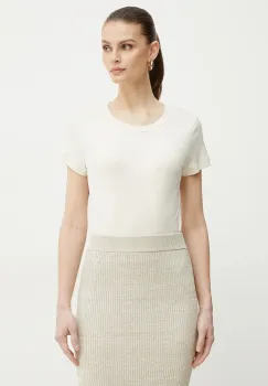 Marella tricou din bumbac LANGUE femei, culoarea bej, 2513971025200 imagine