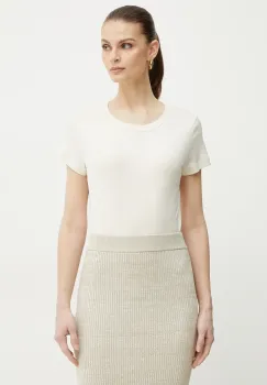 Marella tricou din bumbac LANGUE femei, culoarea bej, 2513971025200 imagine