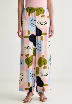 Marimekko pantaloni wide leg pentru femei din vascoza imagine