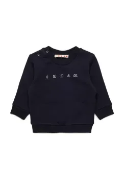 Marni hanorac de bumbac pentru bebelusi MS319B SWEAT-SHIRT culoarea albastru marin, cu imprimeu, M01437 imagine
