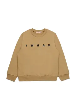 Marni hanorac de bumbac pentru copii MS340U SWEAT-SHIRT culoarea bej, cu imprimeu, M01612 imagine