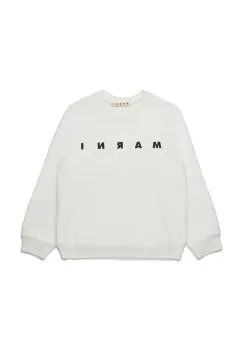 Marni hanorac de bumbac pentru copii MS340U SWEAT-SHIRT culoarea bej, cu imprimeu, M01612 imagine