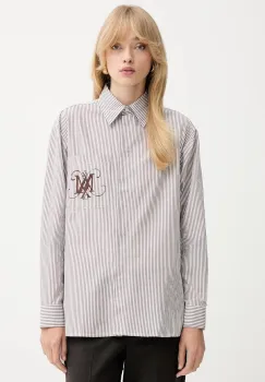 MAX&Co. camasa din bumbac culoarea maro, cu guler clasic, relaxed, 2526116121200 imagine