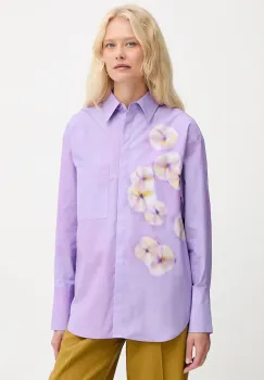 MAX&Co. camasa din bumbac culoarea violet, cu guler clasic, relaxed, 2526116071200 imagine