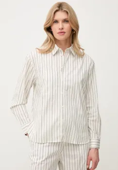 MAX&Co. camasa din bumbac femei, culoarea alb, cu guler clasic, regular, 2516111054200 imagine
