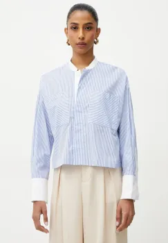 MAX&Co. camasa din bumbac femei, culoarea alb, cu guler stand-up, relaxed, 2516111043200 imagine