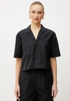 MAX&Co. camasa din bumbac femei, culoarea negru, cu guler clasic, relaxed, 2516111014200 imagine