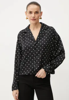 MAX&Co. camasa femei, culoarea negru, cu guler clasic, relaxed, 2426116013200 imagine