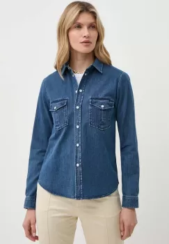 MAX&Co. camasa jeans femei, culoarea bleumarin, cu guler clasic, regular, 2418111034200 2418110000000 imagine