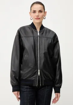 MAX&Co. geaca bomber de piele culoarea negru, de tranzitie, 2528446012200 imagine