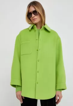MAX&Co. geaca cu aspect de camasa x Anna Dello Russo culoarea verde, de tranzitie, oversize imagine