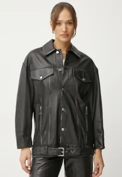 MAX&Co. geaca de piele femei, culoarea negru, de tranzitie, 2516441041200 imagine