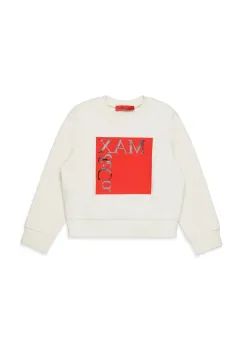 MAX&Co. hanorac de bumbac pentru copii MAXS3F SWEAT-SHIRT culoarea bej, cu imprimeu, MX0037 imagine