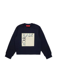 MAX&Co. hanorac de bumbac pentru copii MAXS3F SWEAT-SHIRT culoarea bleumarin, cu imprimeu, MX0037 imagine