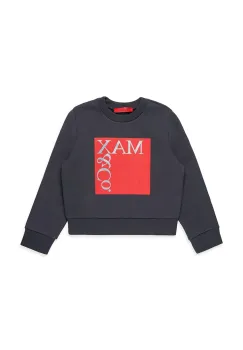 MAX&Co. hanorac de bumbac pentru copii MAXS3F SWEAT-SHIRT culoarea gri, cu imprimeu, MX0037 imagine