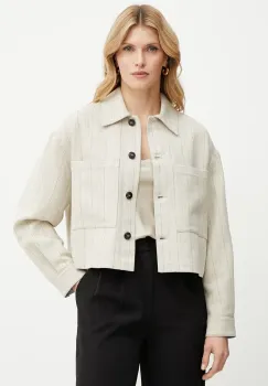 MAX&Co. jacheta tip camasa cu amestec de in culoarea bej, 2516041024200 imagine
