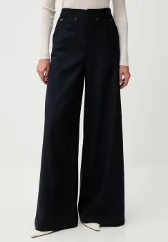 MAX&Co. pantaloni culoarea bleumarin, lat, high waist, 2526136124200 imagine