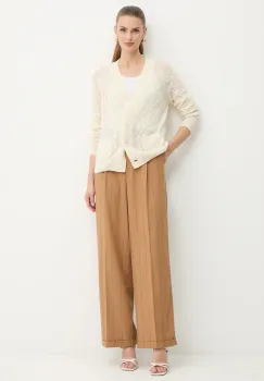 MAX&Co. pantaloni culoarea maro, drept, high waist, 2526136053200 imagine