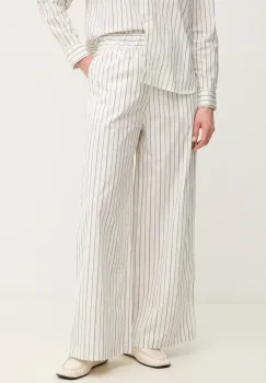 MAX&Co. pantaloni de bumbac femei, culoarea alb, lat, high waist, 2516131094200 imagine