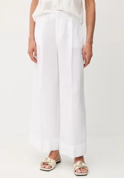 MAX&Co. pantaloni din in culoarea alb, lat, high waist, 2516131025200 imagine
