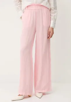 MAX&Co. pantaloni din in culoarea roz, lat, high waist, 2516131035200 imagine