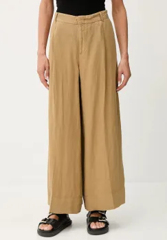 MAX&Co. pantaloni din in culoarea verde, lat, high waist, 2516131025200 imagine