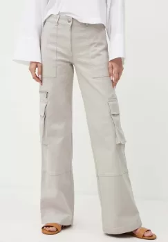 MAX&Co. pantaloni femei, culoarea gri, drept, high waist, 2426136021200 imagine