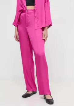 MAX&Co. pantaloni femei, culoarea roz, lat, high waist imagine