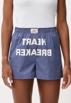 MAX&Co. pantaloni scurti din bumbac 2-pack culoarea bleumarin, cu imprimeu, high waist, 2528146012200 imagine
