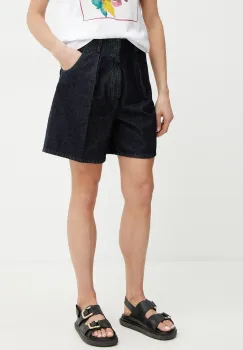 MAX&Co. pantaloni scurti jeans femei, culoarea bleumarin, uni, high waist, 2516141023200 imagine