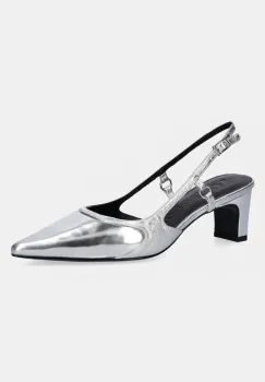 MAX&Co. pantofi de piele culoarea argintiu, cu toc drept, cu toc deschis imagine